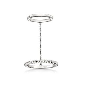 Ross Simons Sterling Silver Chain-Linked Double Ring - Size 5